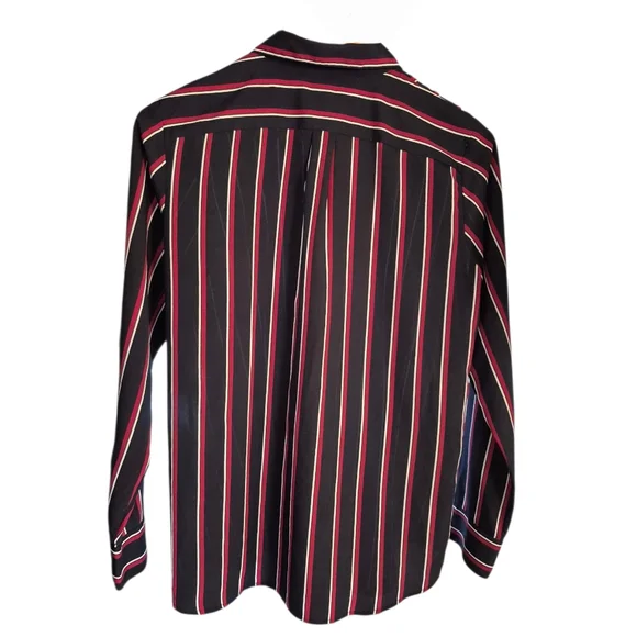Banana Republic Women’s Dillon Button Shirt Navy Red Stripe Large Long Sleeve - Picture 2 of 5